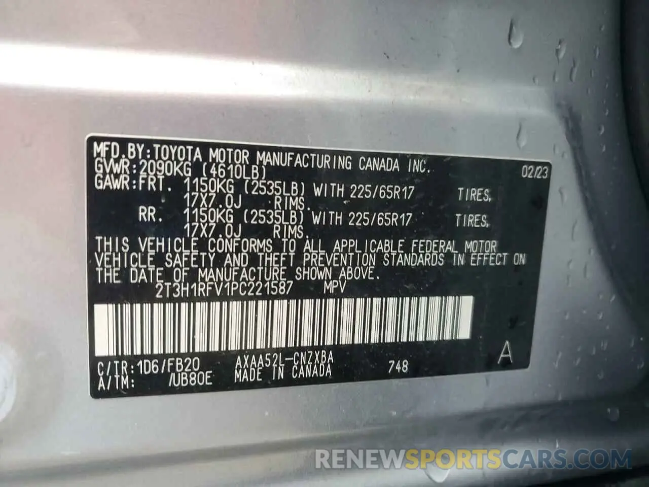 13 fotografías del automóvil dañado 2T3H1RFV1PC221587 TOYOTA RAV4 2023