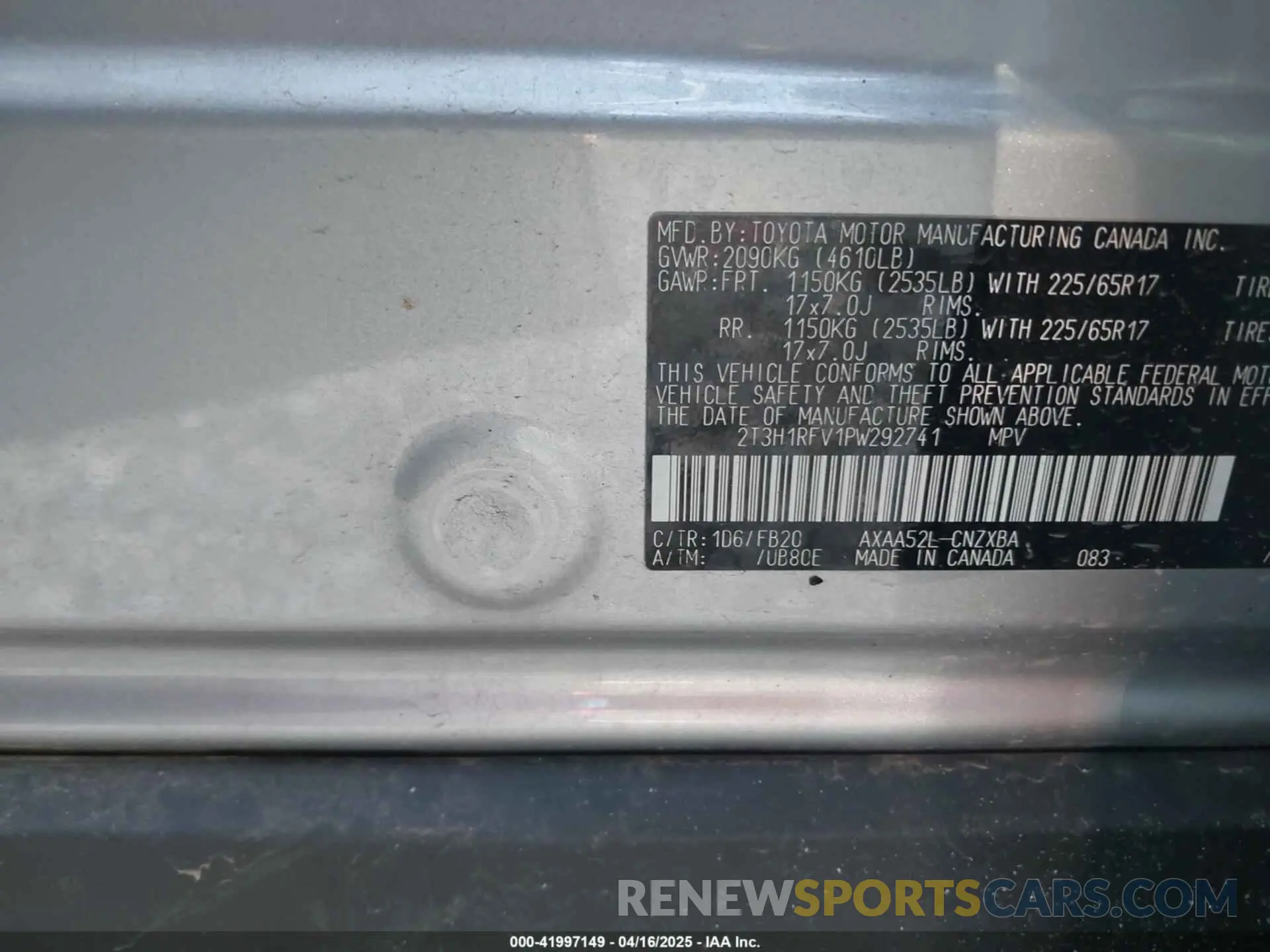 9 fotografías del automóvil dañado 2T3H1RFV1PW292741 TOYOTA RAV4 2023