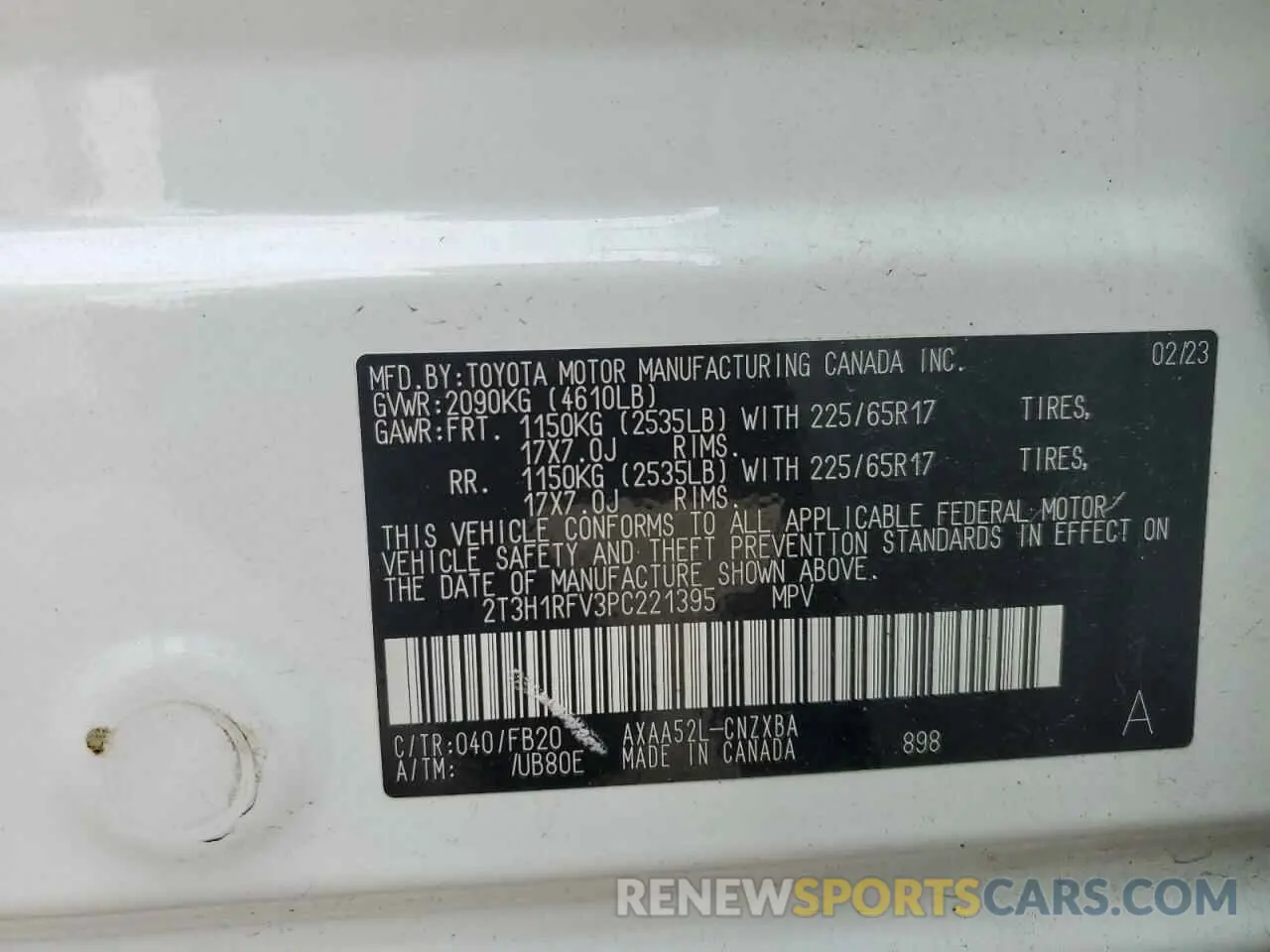 13 fotografías del automóvil dañado 2T3H1RFV3PC221395 TOYOTA RAV4 2023