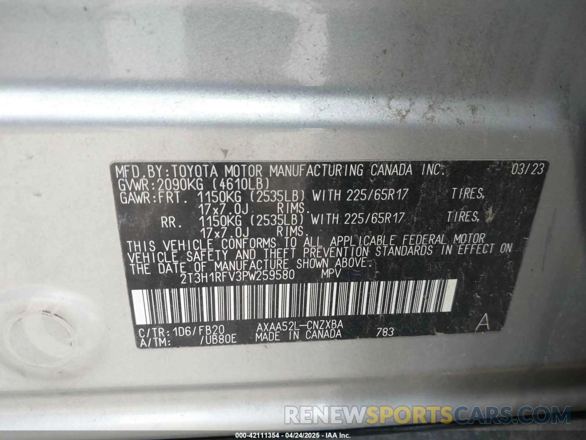 9 fotografías del automóvil dañado 2T3H1RFV3PW259580 TOYOTA RAV4 2023