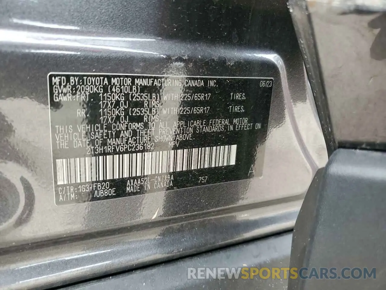 13 fotografías del automóvil dañado 2T3H1RFV6PC236182 TOYOTA RAV4 2023