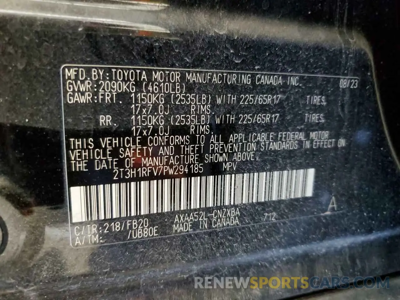 13 fotografías del automóvil dañado 2T3H1RFV7PW294185 TOYOTA RAV4 2023