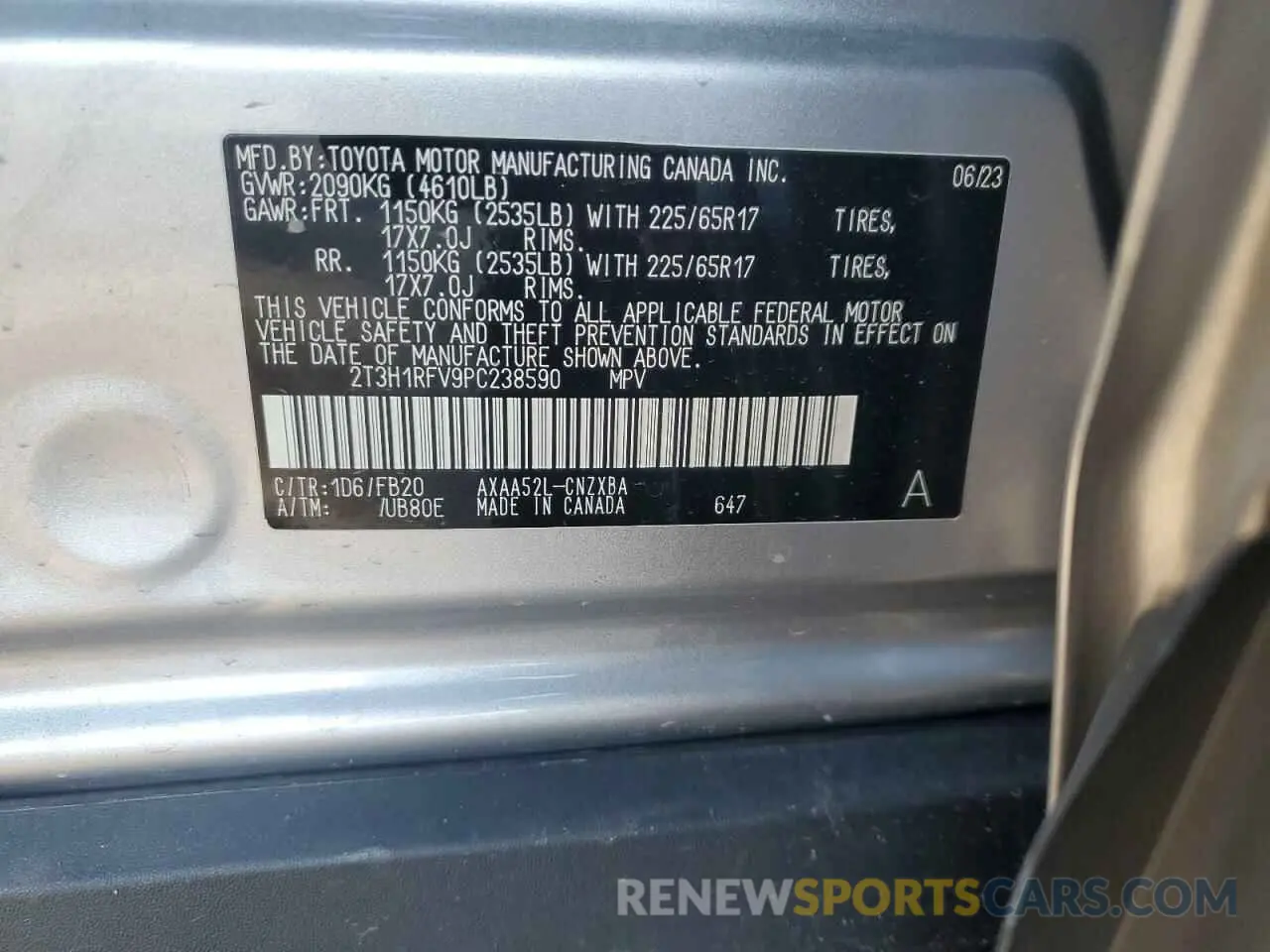 13 fotografías del automóvil dañado 2T3H1RFV9PC238590 TOYOTA RAV4 2023