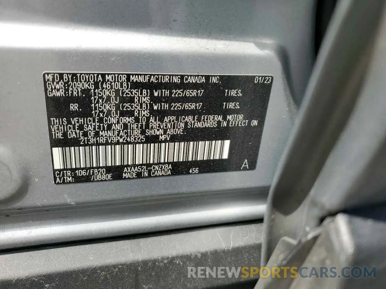 13 fotografías del automóvil dañado 2T3H1RFV9PW248325 TOYOTA RAV4 2023