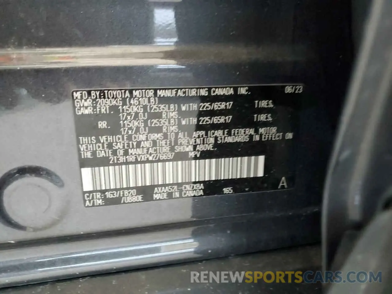 14 fotografías del automóvil dañado 2T3H1RFVXPW276697 TOYOTA RAV4 2023