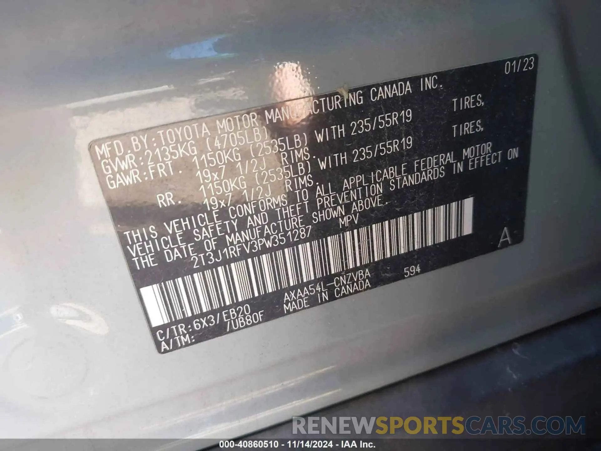 9 fotografías del automóvil dañado 2T3J1RFV3PW351287 TOYOTA RAV4 2023