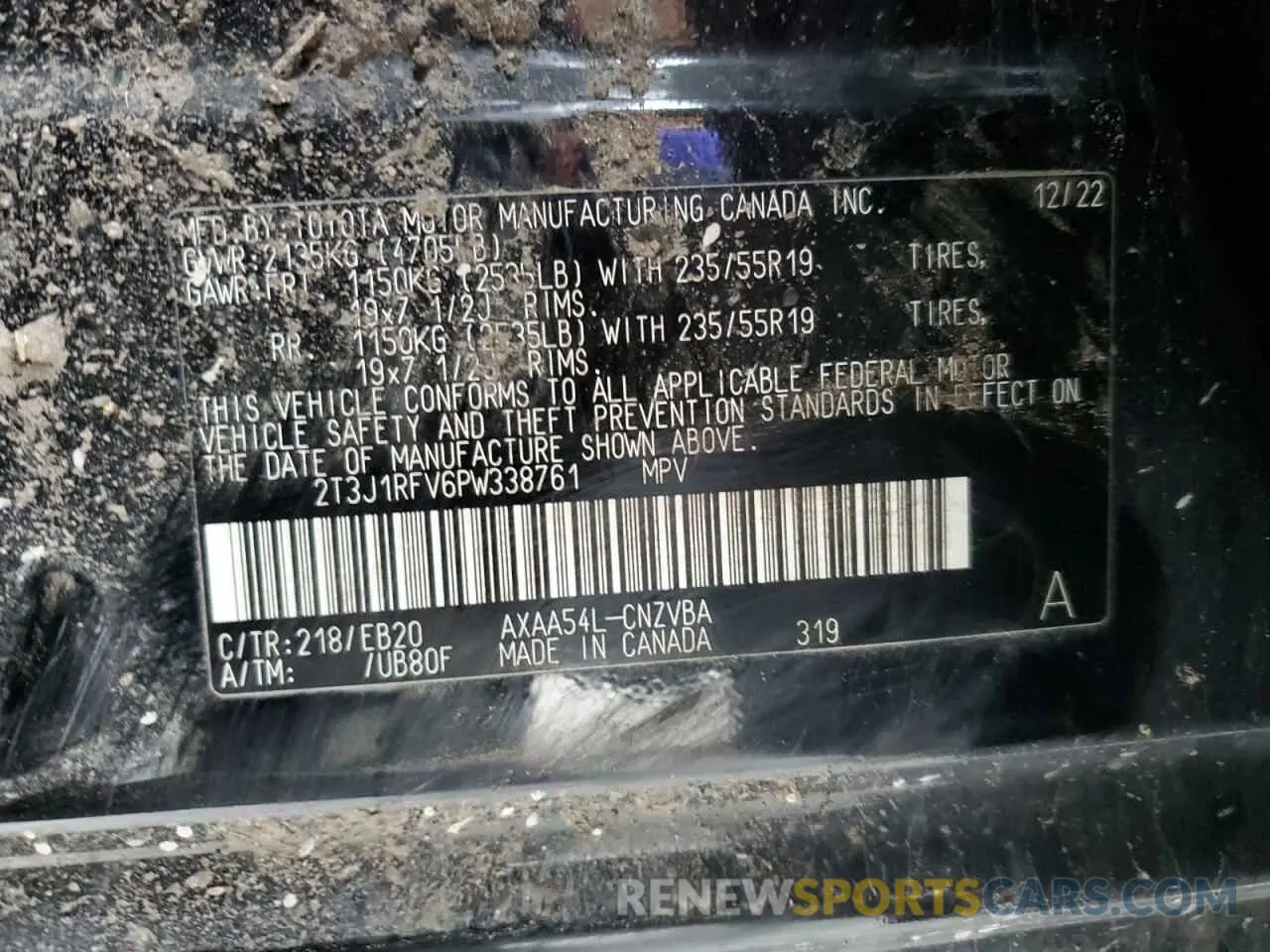 13 fotografías del automóvil dañado 2T3J1RFV6PW338761 TOYOTA RAV4 2023