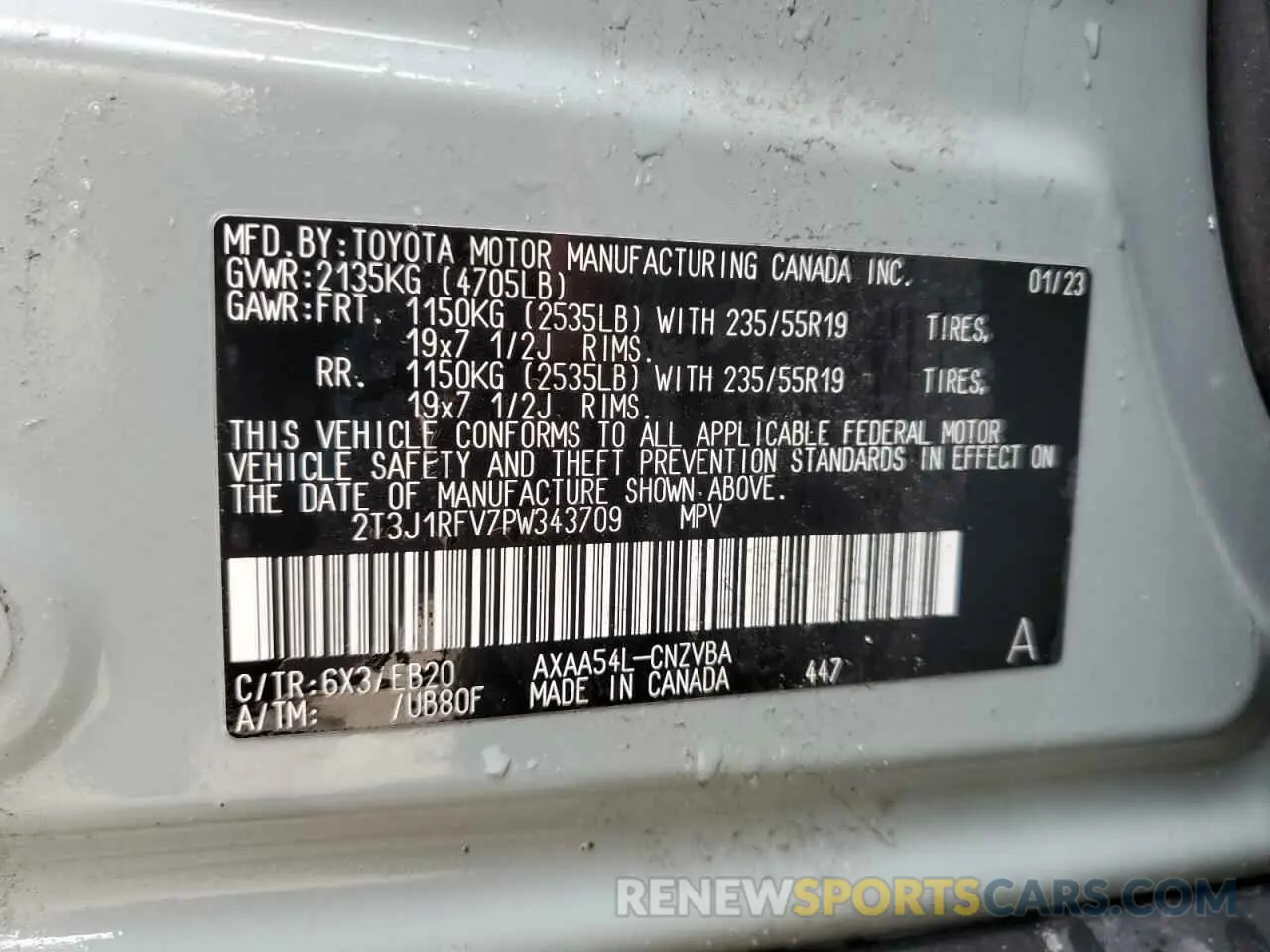 13 fotografías del automóvil dañado 2T3J1RFV7PW343709 TOYOTA RAV4 2023
