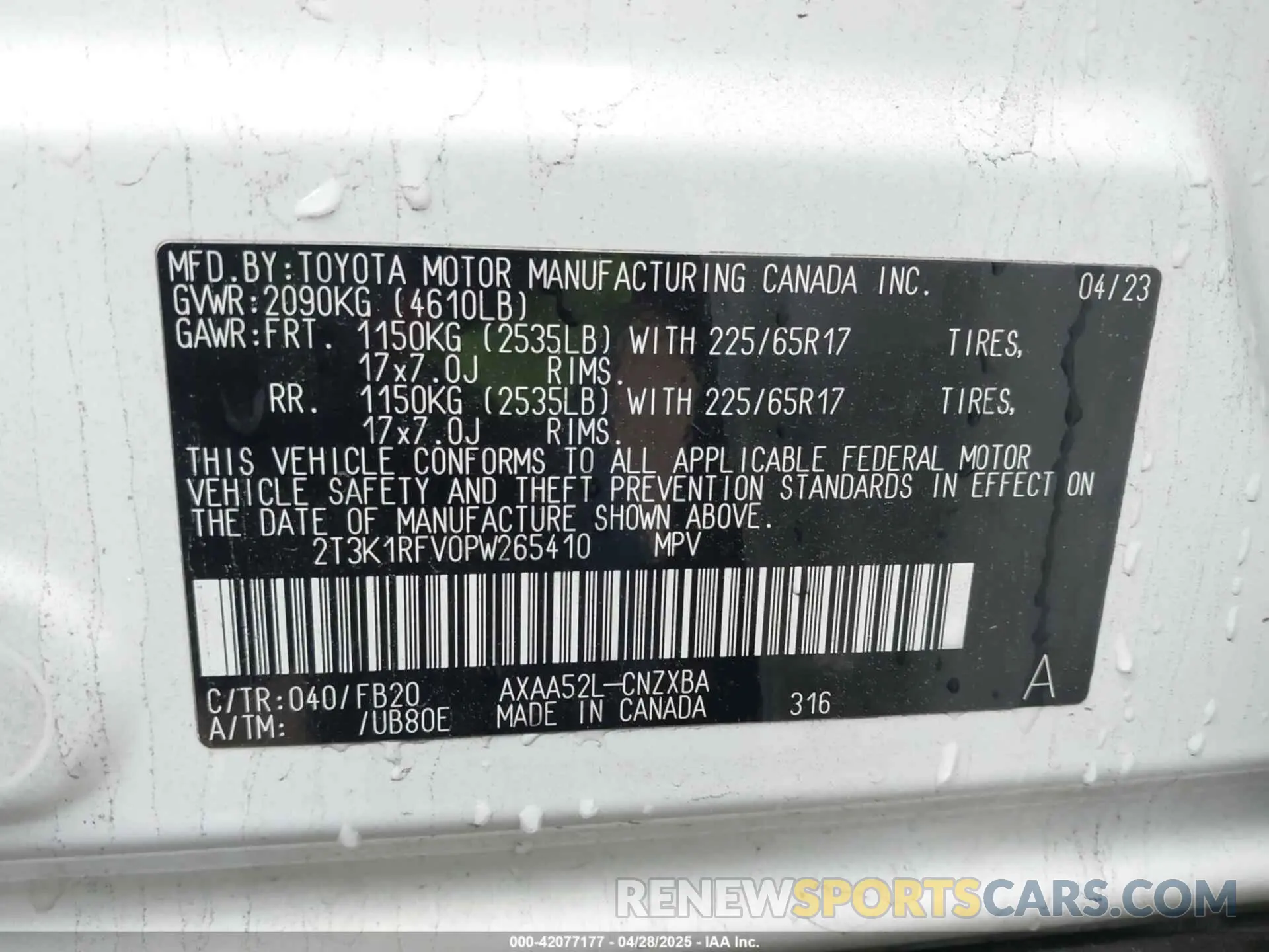9 fotografías del automóvil dañado 2T3K1RFV0PW265410 TOYOTA RAV4 2023