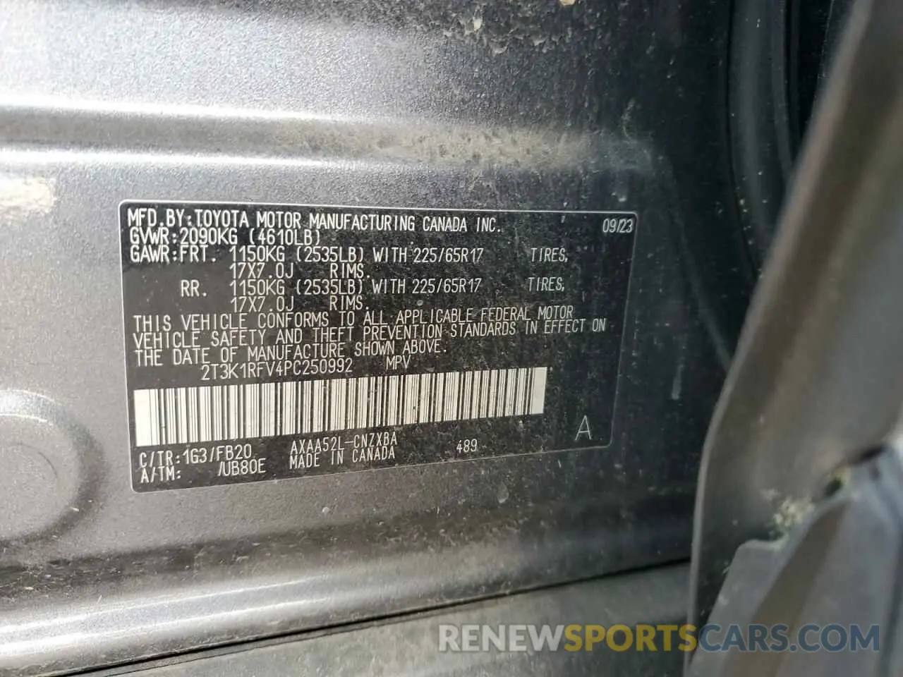 12 fotografías del automóvil dañado 2T3K1RFV4PC250992 TOYOTA RAV4 2023