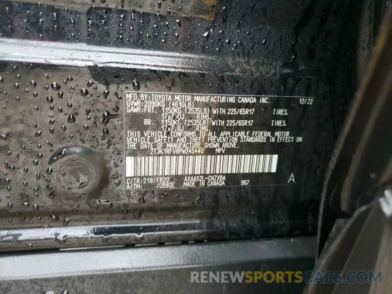13 fotografías del automóvil dañado 2T3K1RFV8PW245440 TOYOTA RAV4 2023