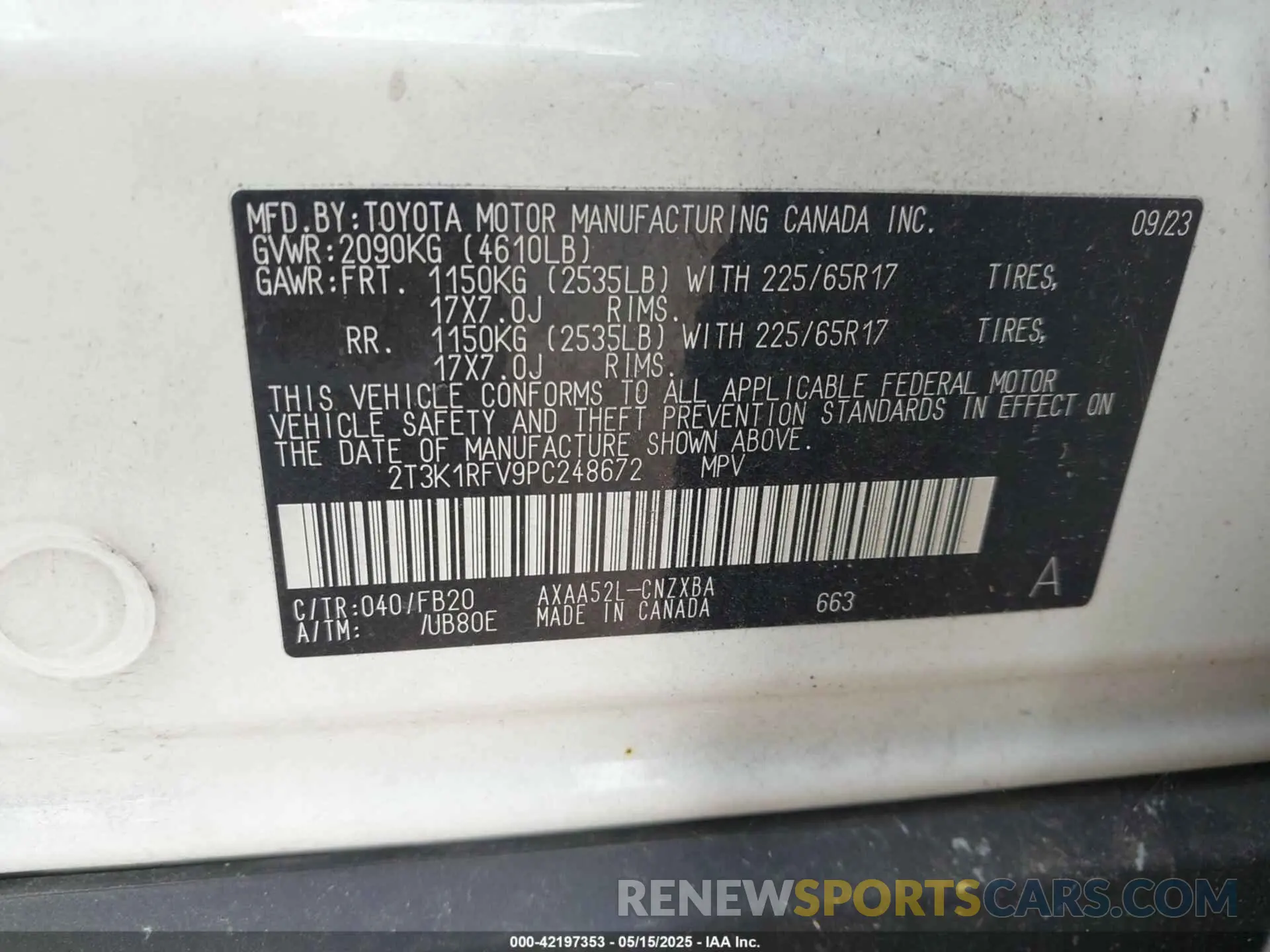 9 fotografías del automóvil dañado 2T3K1RFV9PC248672 TOYOTA RAV4 2023