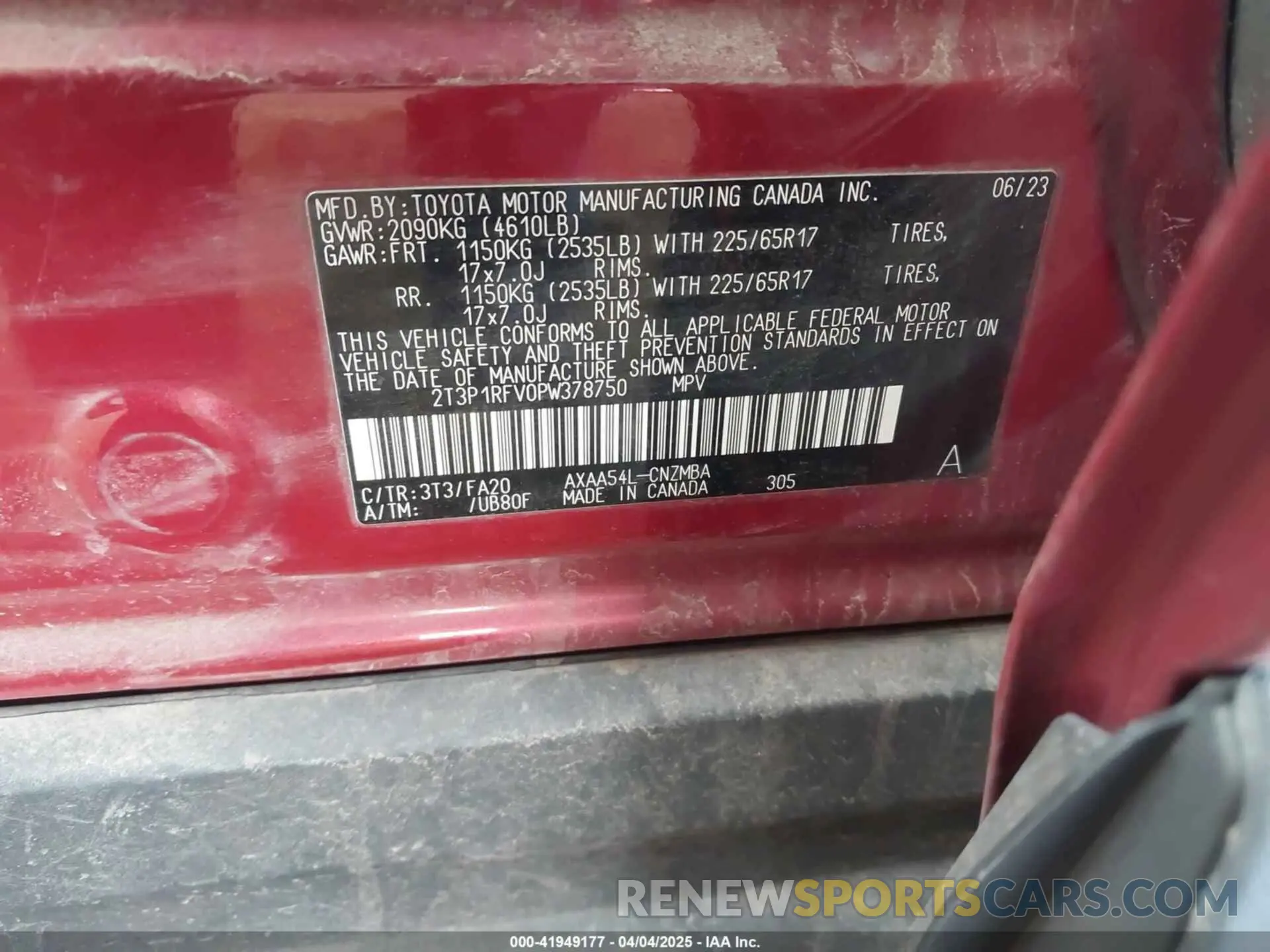 9 fotografías del automóvil dañado 2T3P1RFV0PW378750 TOYOTA RAV4 2023