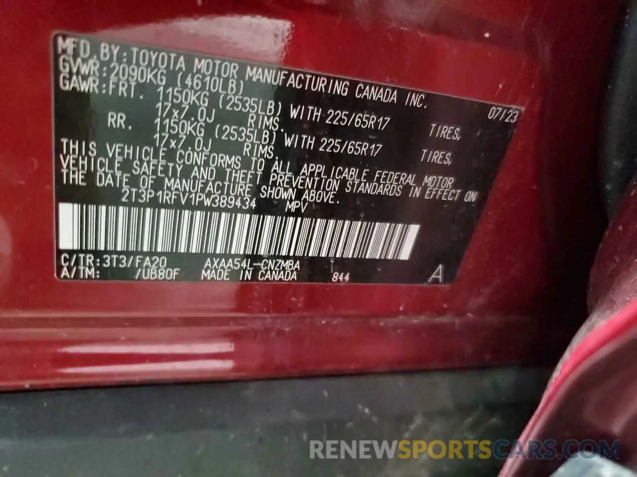 13 fotografías del automóvil dañado 2T3P1RFV1PW389434 TOYOTA RAV4 2023