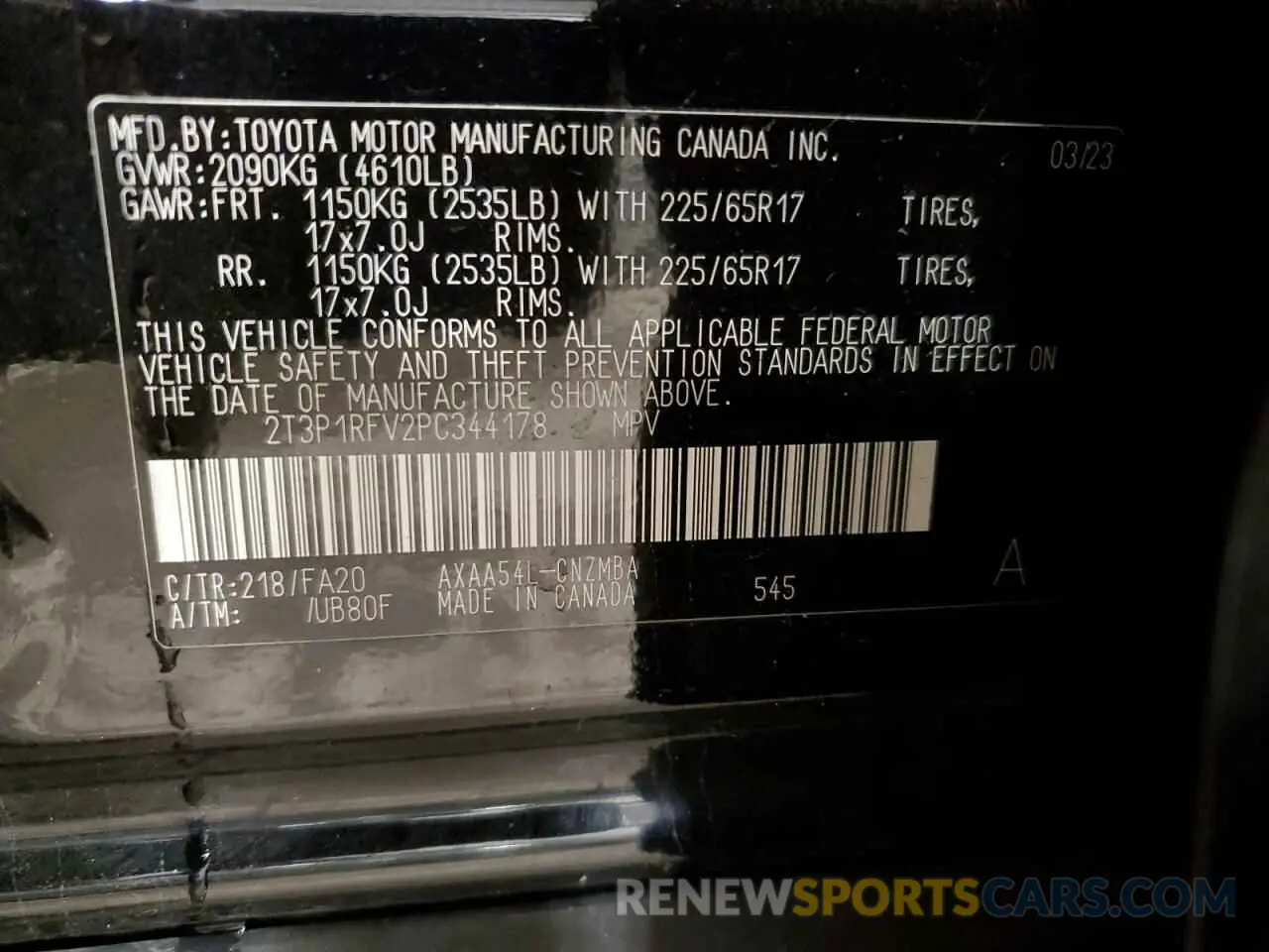 13 fotografías del automóvil dañado 2T3P1RFV2PC344178 TOYOTA RAV4 2023