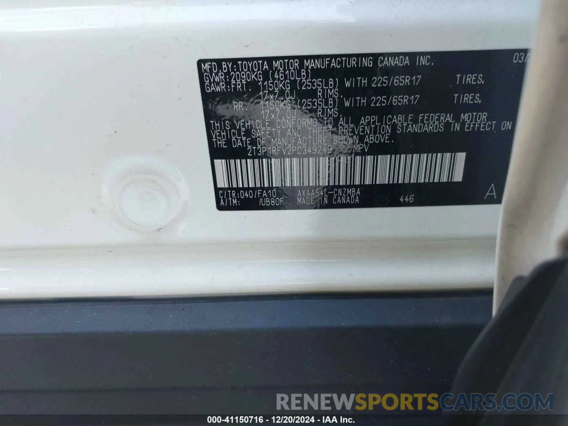 9 fotografías del automóvil dañado 2T3P1RFV2PC349249 TOYOTA RAV4 2023
