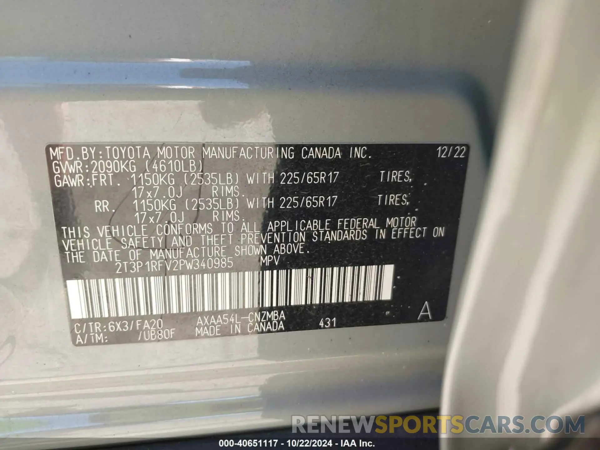 9 fotografías del automóvil dañado 2T3P1RFV2PW340985 TOYOTA RAV4 2023