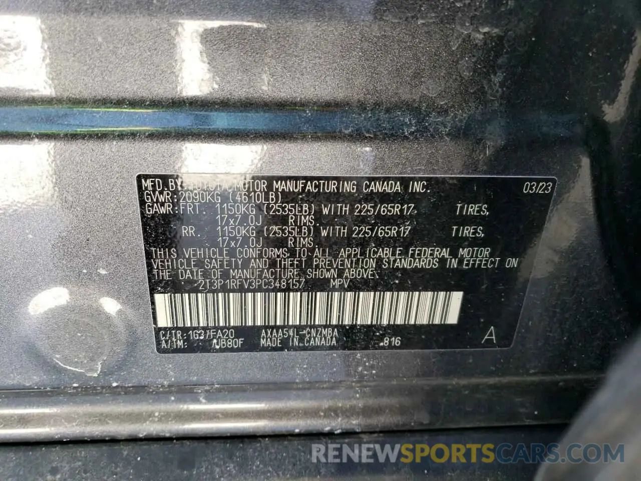 14 fotografías del automóvil dañado 2T3P1RFV3PC348157 TOYOTA RAV4 2023