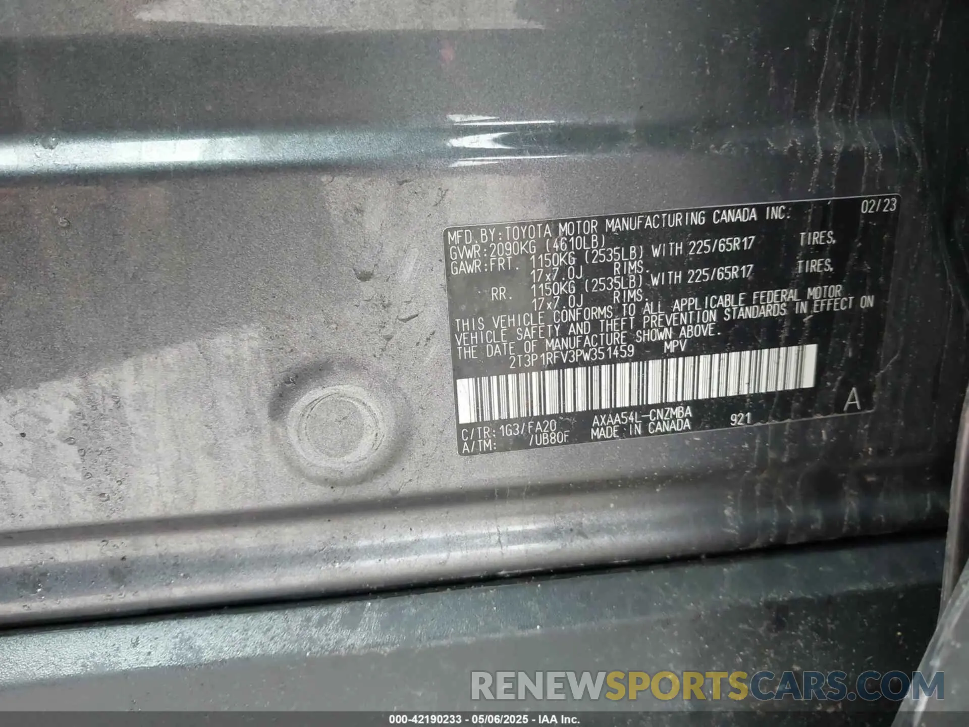 9 fotografías del automóvil dañado 2T3P1RFV3PW351459 TOYOTA RAV4 2023