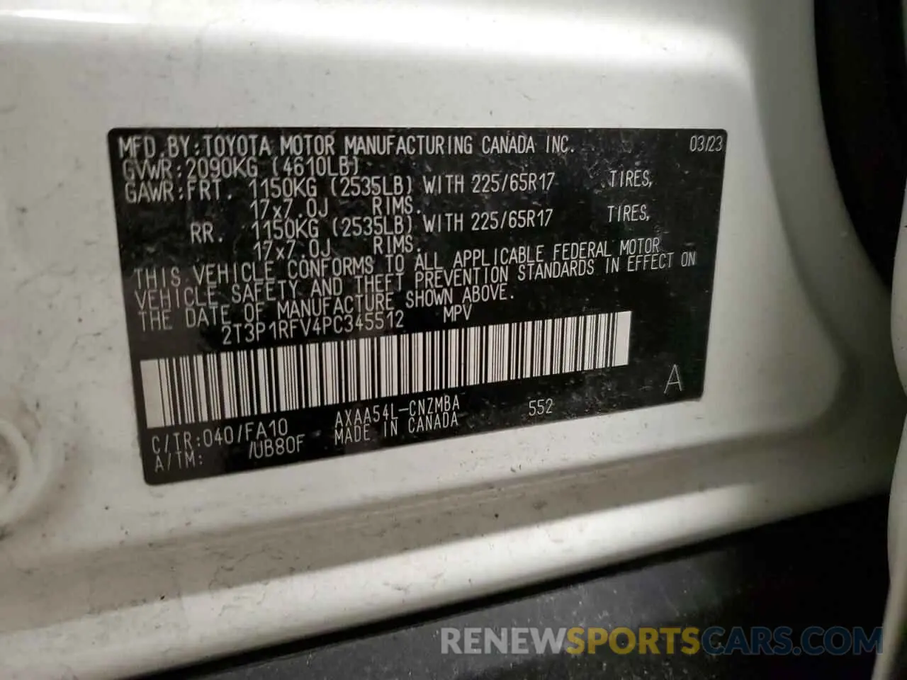 13 fotografías del automóvil dañado 2T3P1RFV4PC345512 TOYOTA RAV4 2023