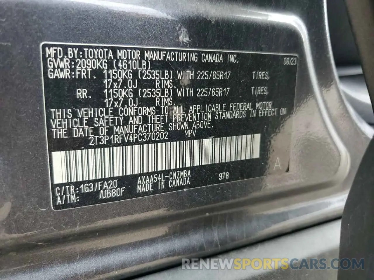 13 fotografías del automóvil dañado 2T3P1RFV4PC370202 TOYOTA RAV4 2023