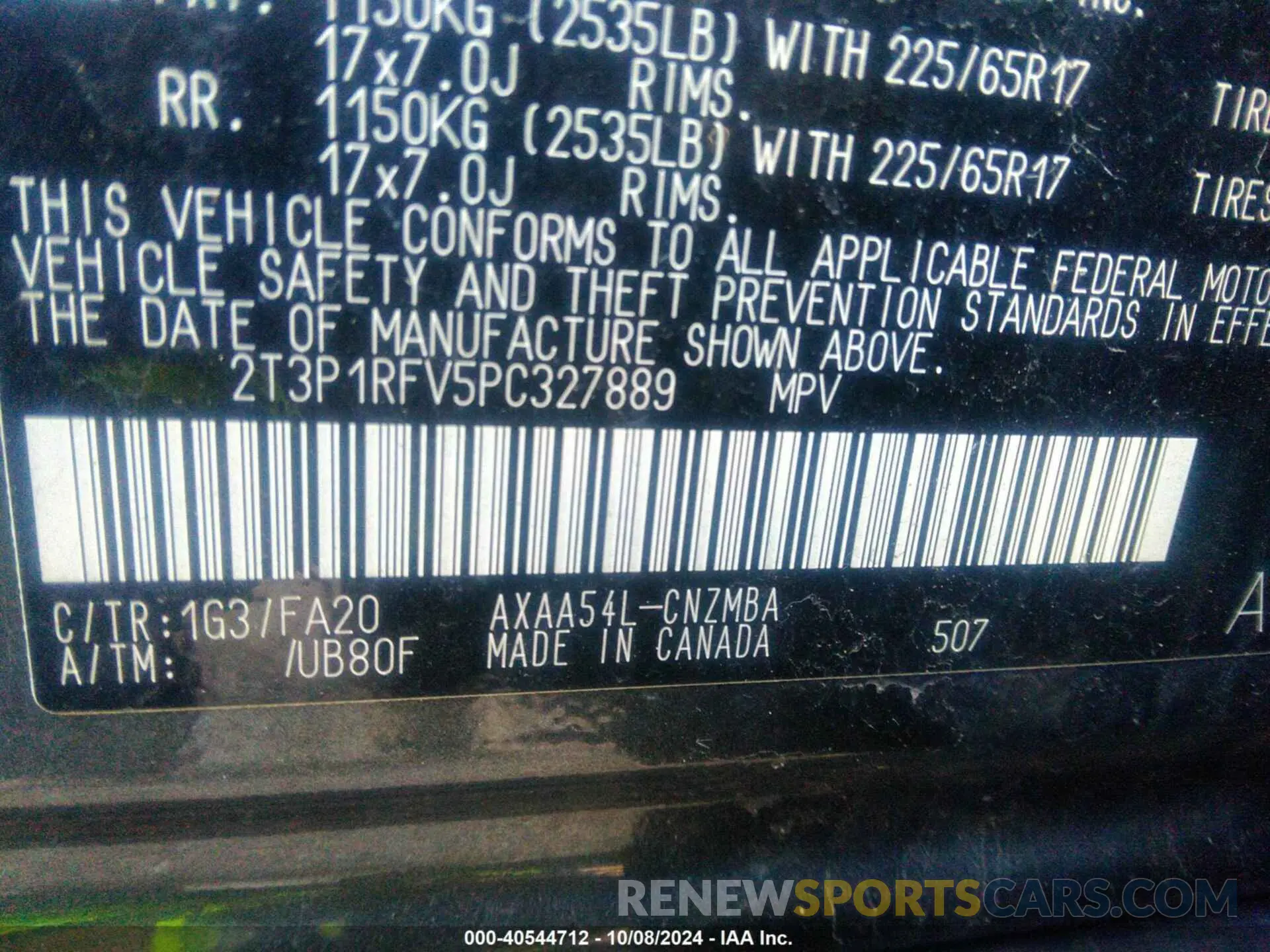 9 fotografías del automóvil dañado 2T3P1RFV5PC327889 TOYOTA RAV4 2023