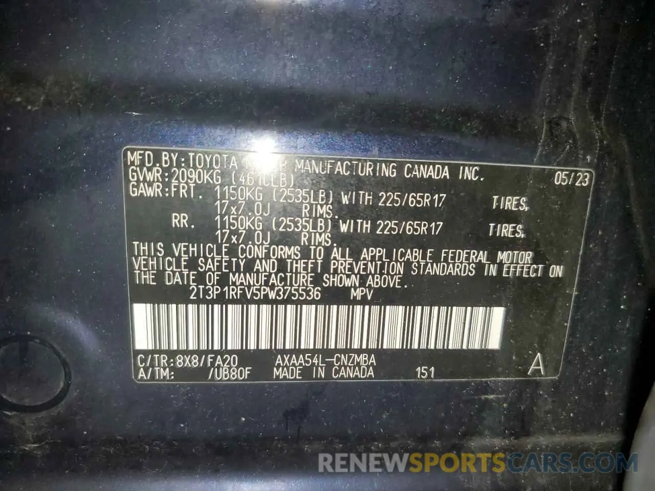 13 fotografías del automóvil dañado 2T3P1RFV5PW375536 TOYOTA RAV4 2023