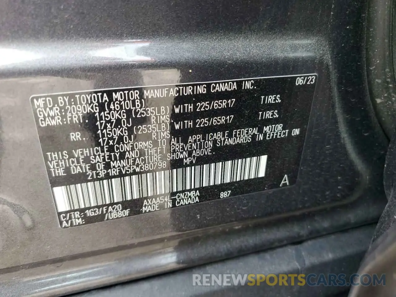 13 fotografías del automóvil dañado 2T3P1RFV5PW380798 TOYOTA RAV4 2023