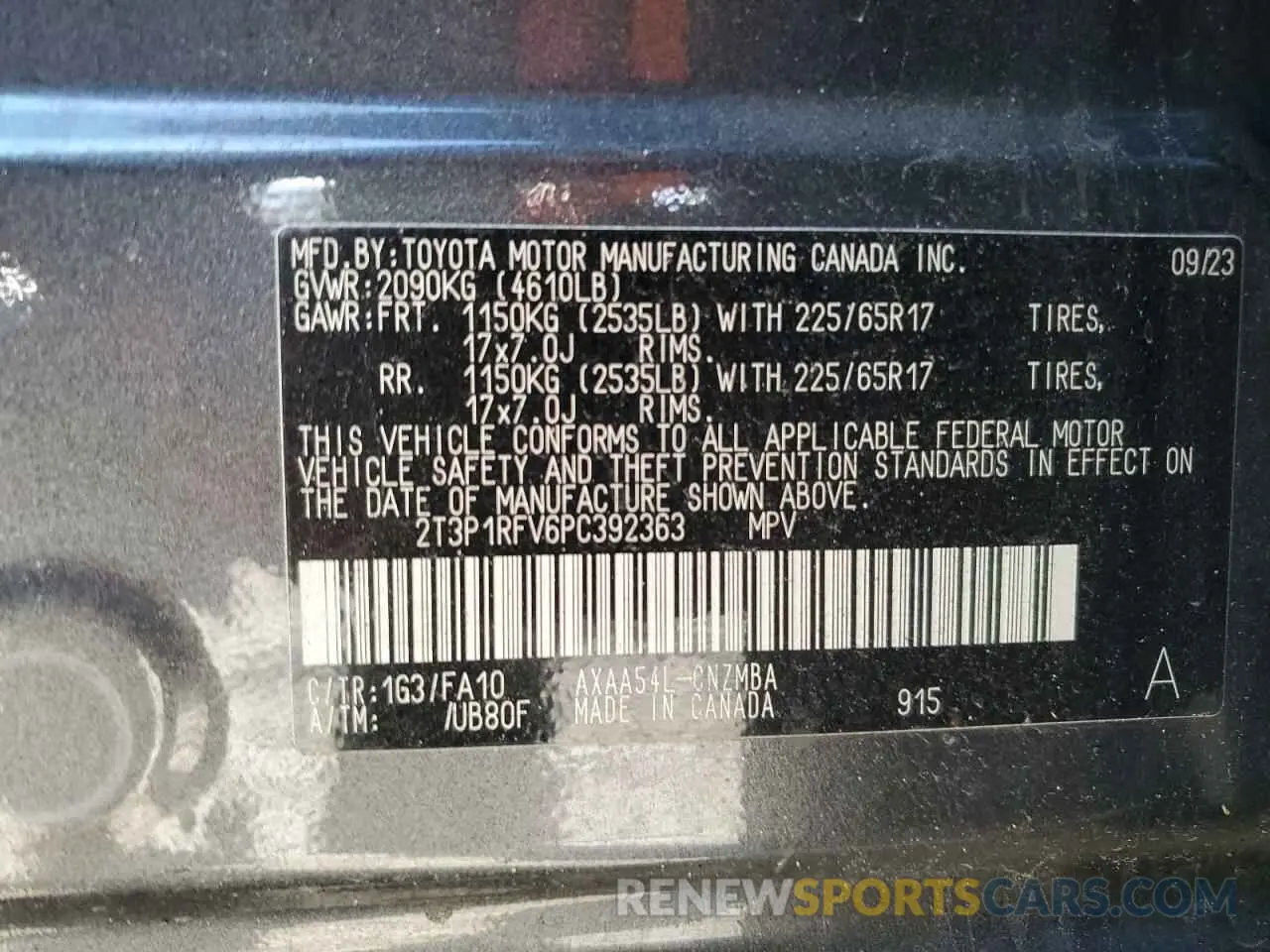 13 fotografías del automóvil dañado 2T3P1RFV6PC392363 TOYOTA RAV4 2023