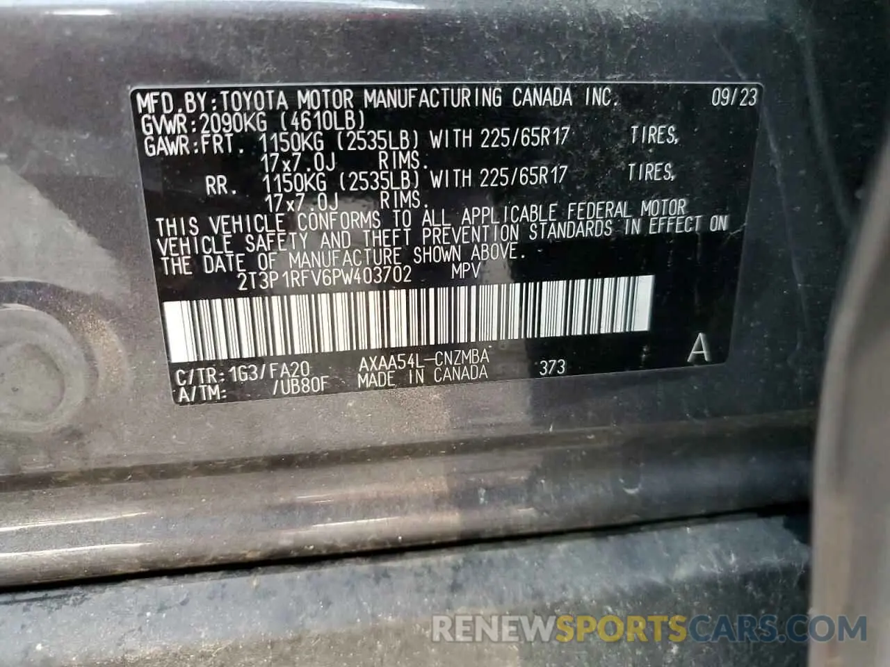 13 fotografías del automóvil dañado 2T3P1RFV6PW403702 TOYOTA RAV4 2023
