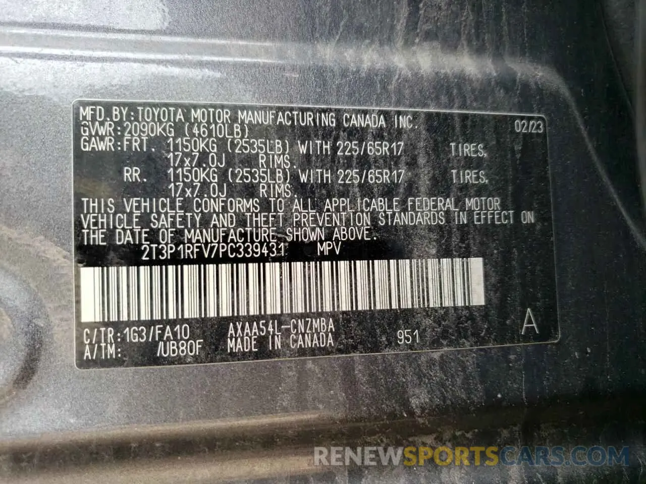 13 fotografías del automóvil dañado 2T3P1RFV7PC339431 TOYOTA RAV4 2023