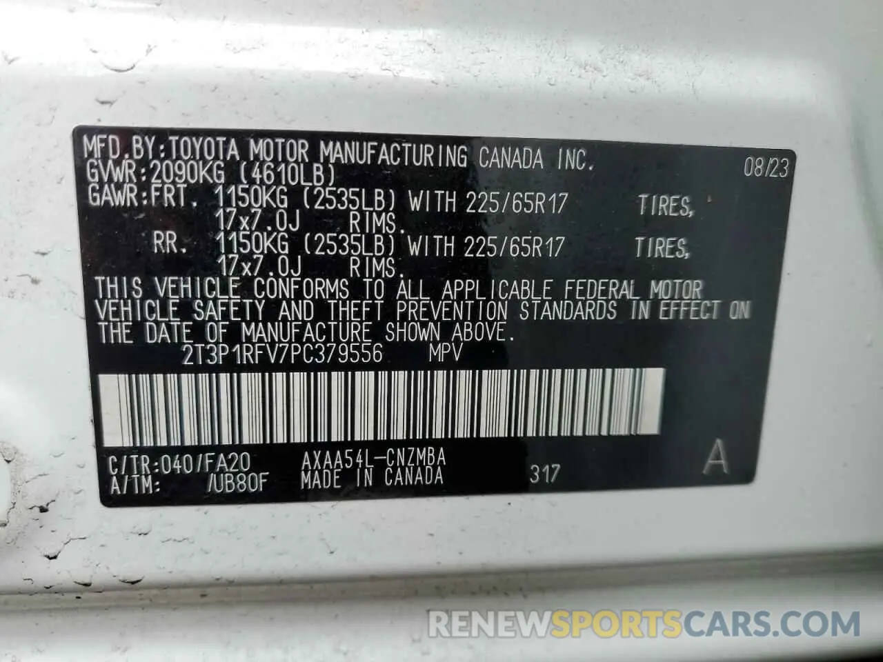 13 fotografías del automóvil dañado 2T3P1RFV7PC379556 TOYOTA RAV4 2023