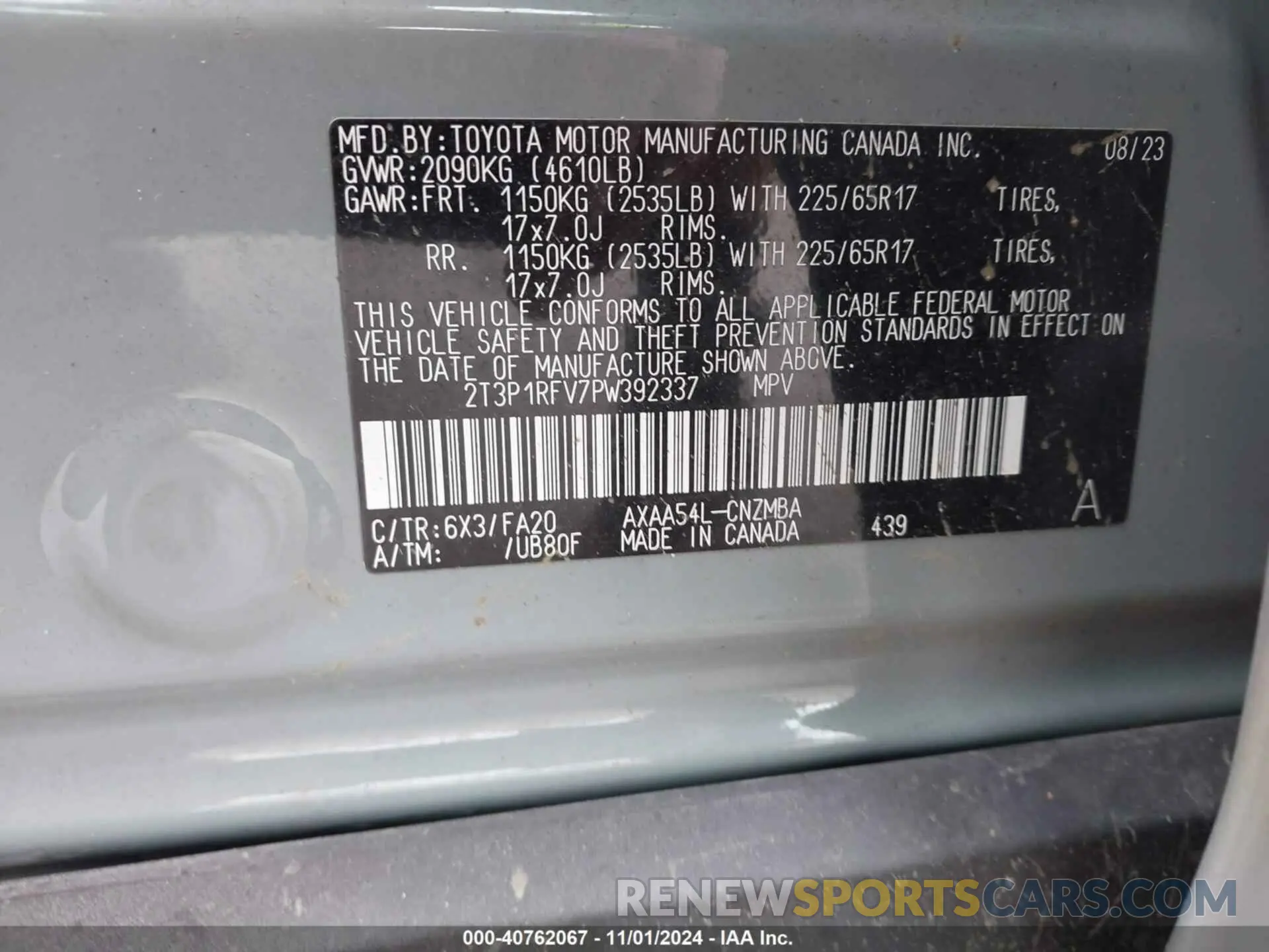 9 fotografías del automóvil dañado 2T3P1RFV7PW392337 TOYOTA RAV4 2023