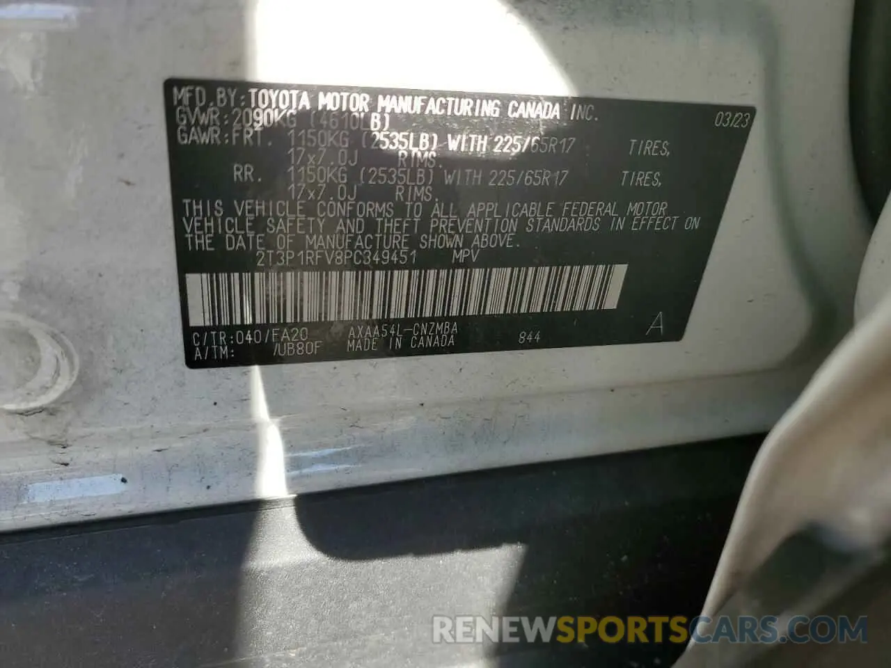 13 fotografías del automóvil dañado 2T3P1RFV8PC349451 TOYOTA RAV4 2023