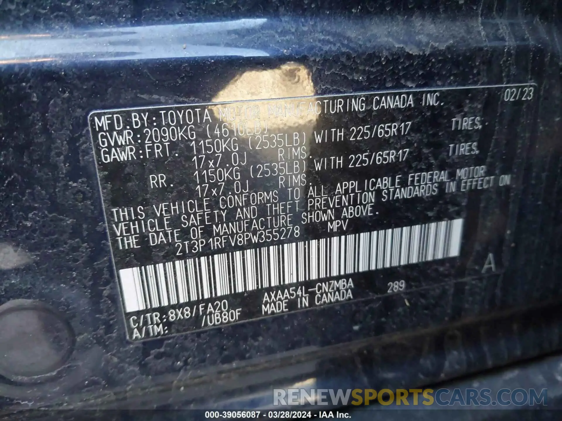 9 fotografías del automóvil dañado 2T3P1RFV8PW355278 TOYOTA RAV4 2023