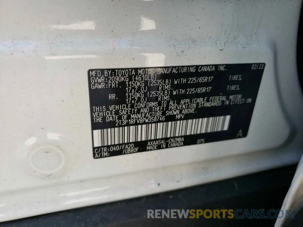 13 fotografías del automóvil dañado 2T3P1RFV8PW358746 TOYOTA RAV4 2023
