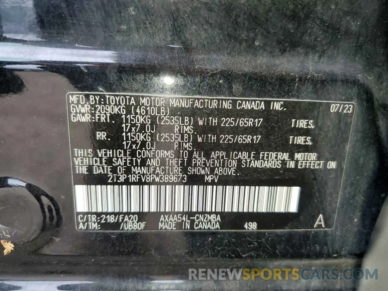 13 fotografías del automóvil dañado 2T3P1RFV8PW389673 TOYOTA RAV4 2023