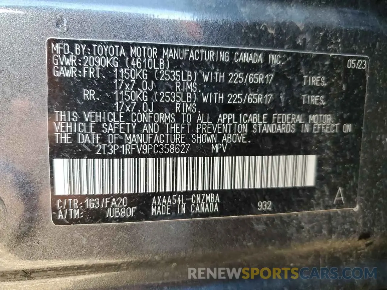 13 fotografías del automóvil dañado 2T3P1RFV9PC358627 TOYOTA RAV4 2023