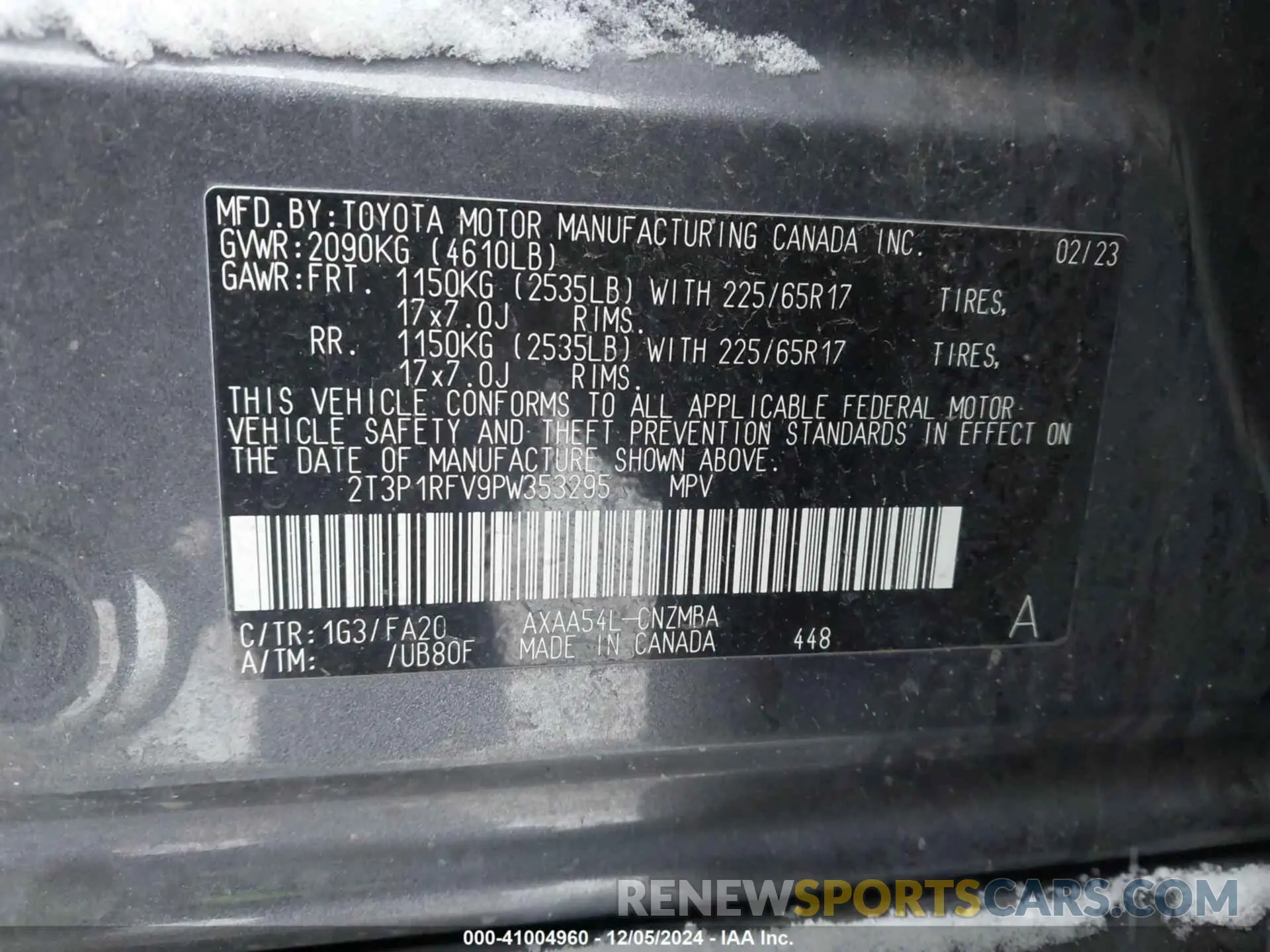 9 fotografías del automóvil dañado 2T3P1RFV9PW353295 TOYOTA RAV4 2023