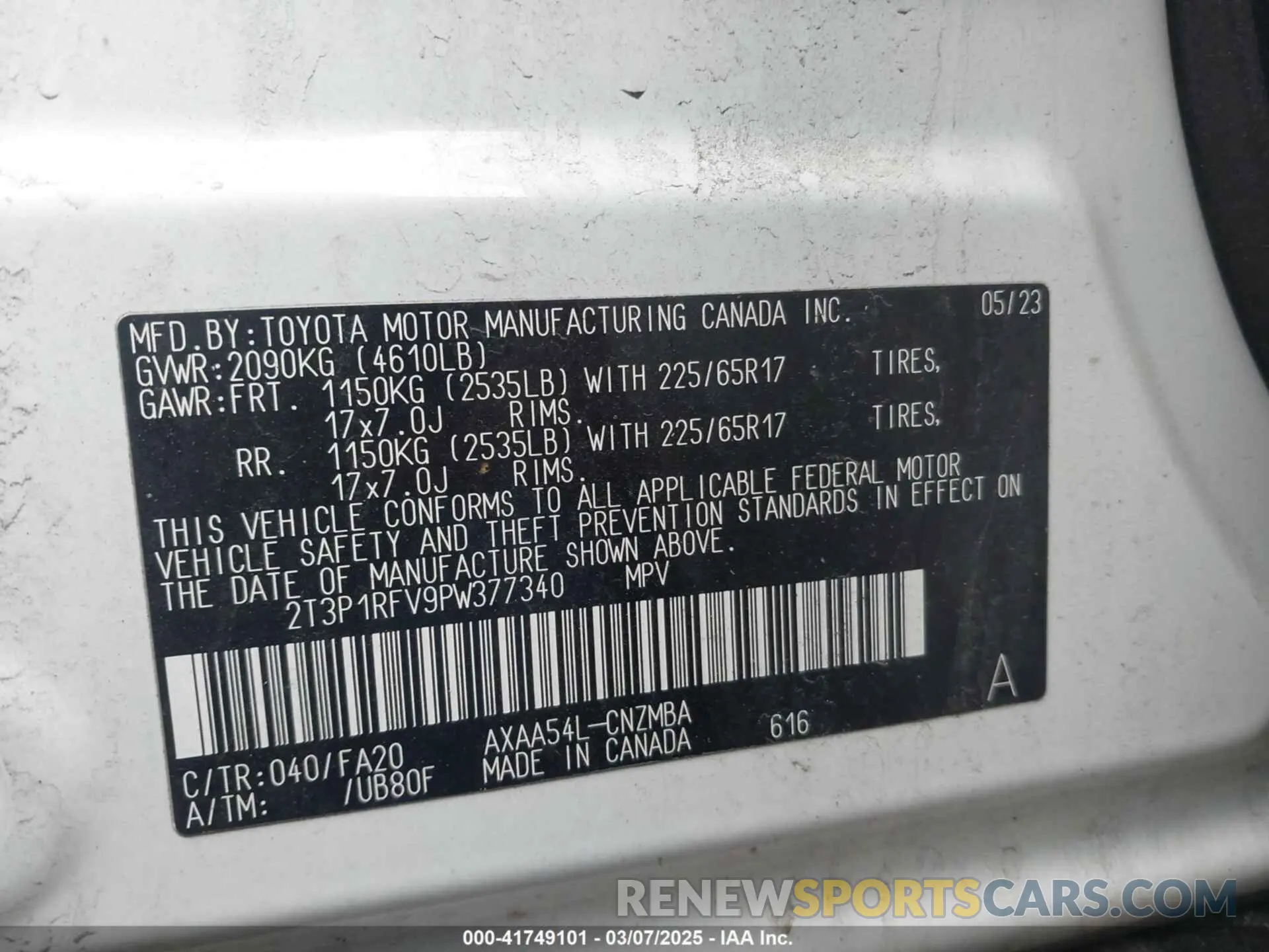 9 fotografías del automóvil dañado 2T3P1RFV9PW377340 TOYOTA RAV4 2023