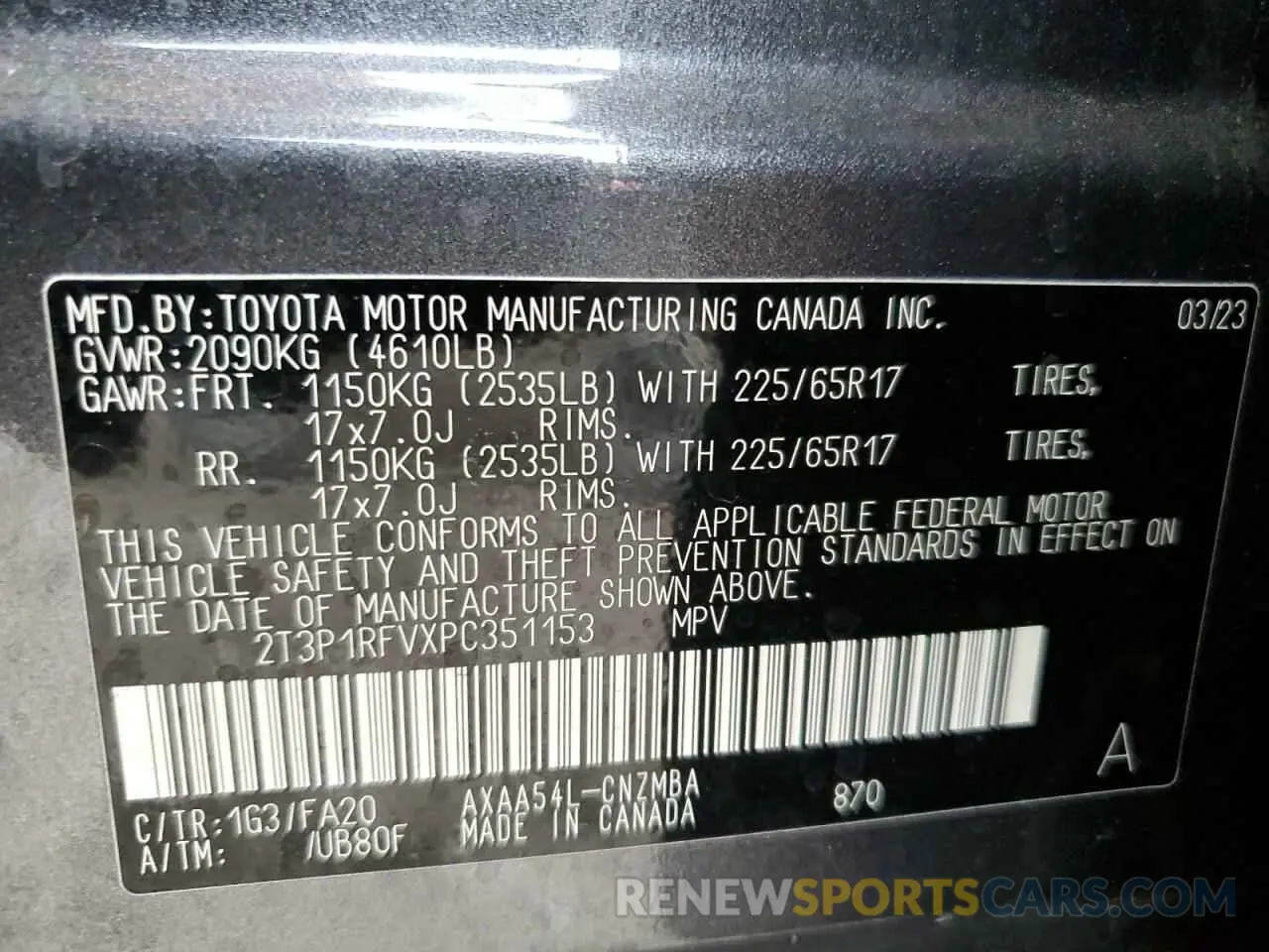 14 fotografías del automóvil dañado 2T3P1RFVXPC351153 TOYOTA RAV4 2023