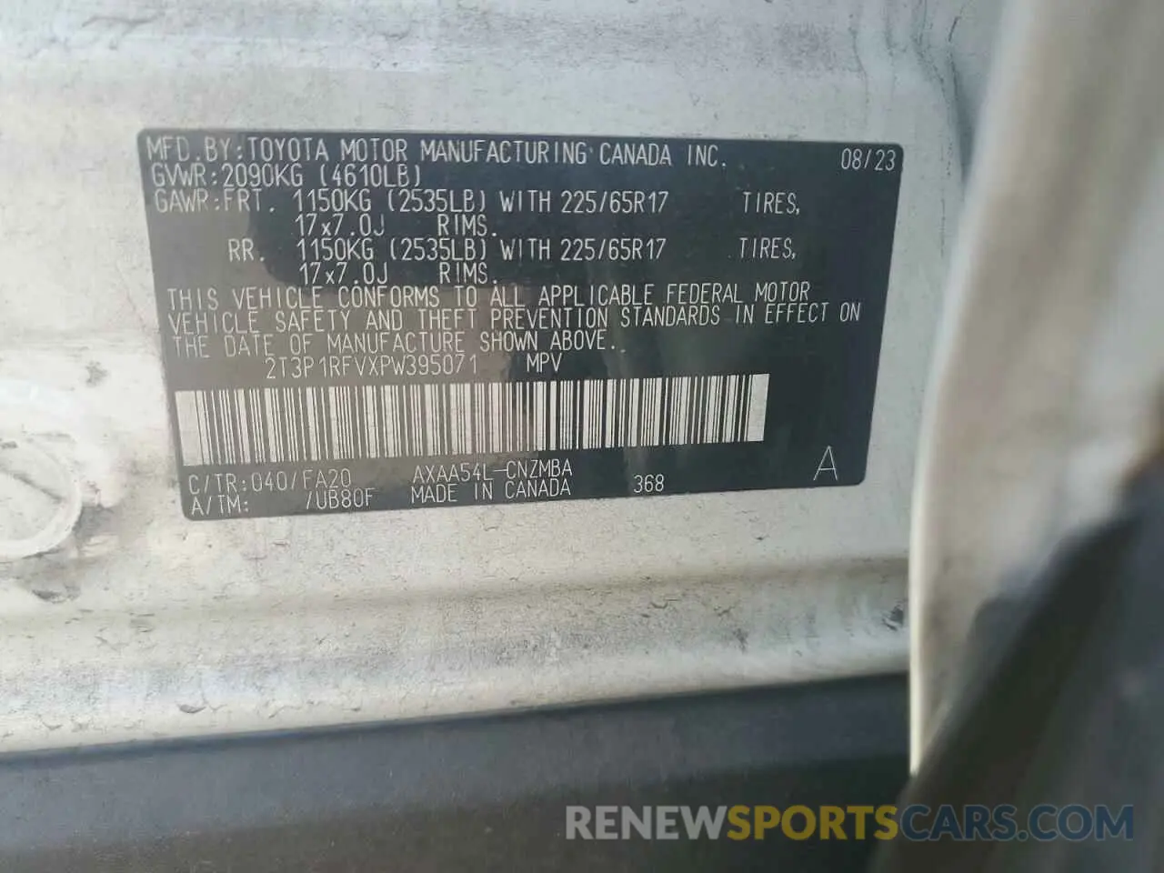 13 fotografías del automóvil dañado 2T3P1RFVXPW395071 TOYOTA RAV4 2023