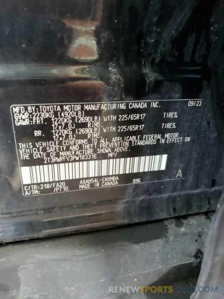13 fotografías del automóvil dañado 2T3RWRFV3PW183316 TOYOTA RAV4 2023