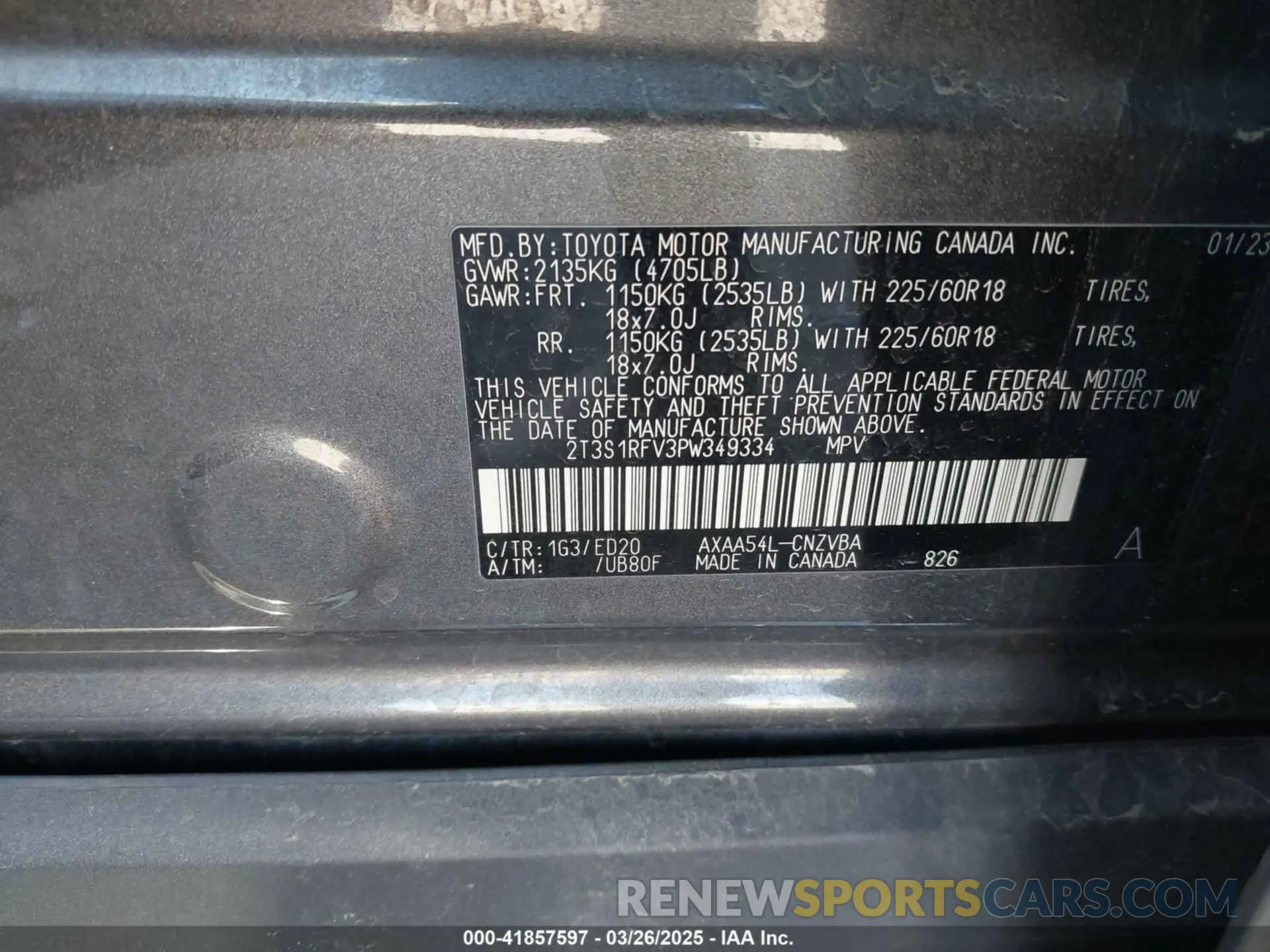 9 fotografías del automóvil dañado 2T3S1RFV3PW349334 TOYOTA RAV4 2023