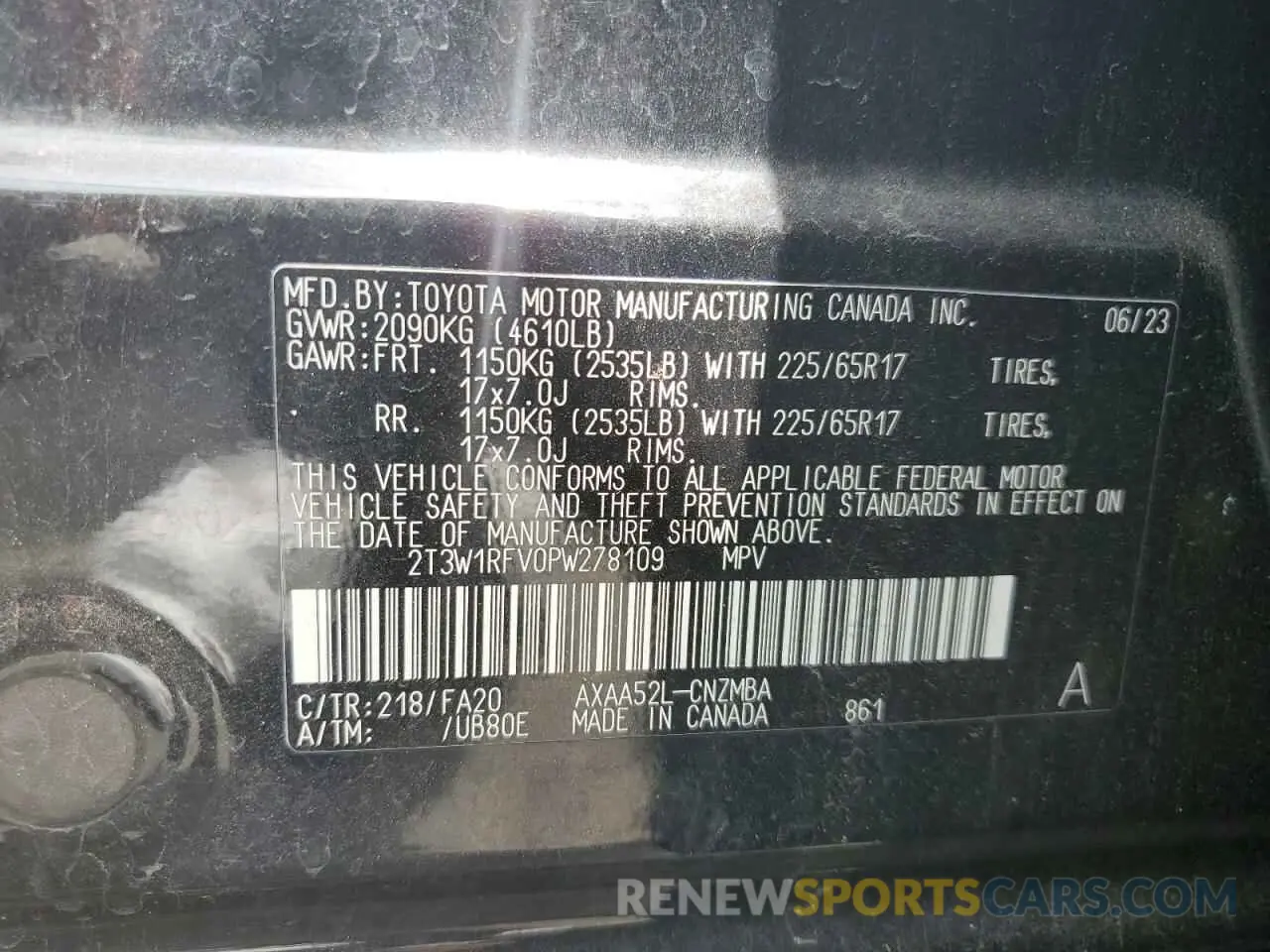 14 fotografías del automóvil dañado 2T3W1RFV0PW278109 TOYOTA RAV4 2023