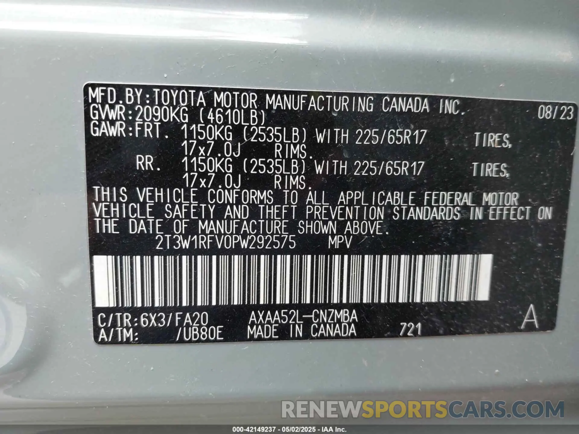 9 fotografías del automóvil dañado 2T3W1RFV0PW292575 TOYOTA RAV4 2023