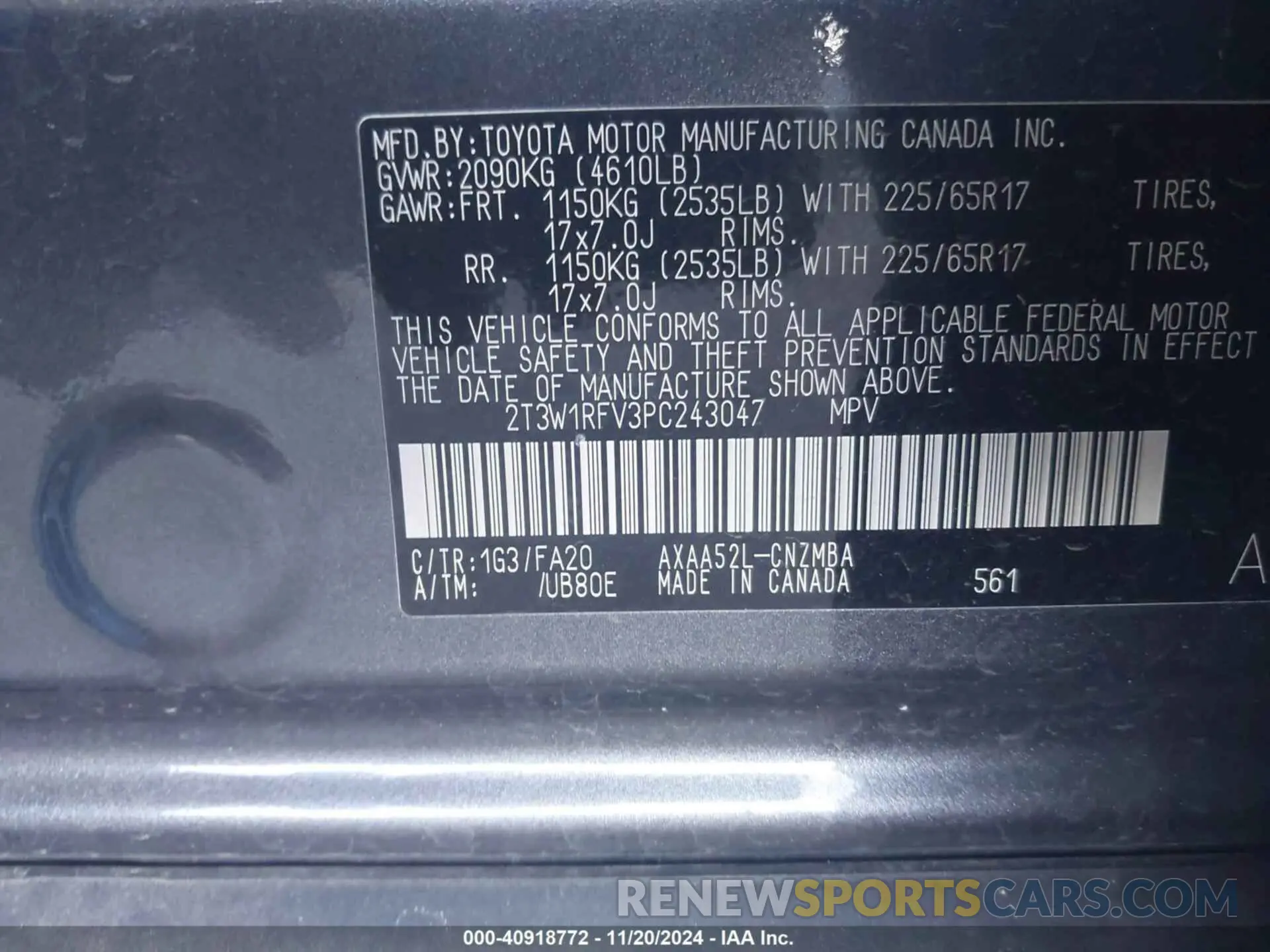 7 fotografías del automóvil dañado 2T3W1RFV3PC243047 TOYOTA RAV4 2023