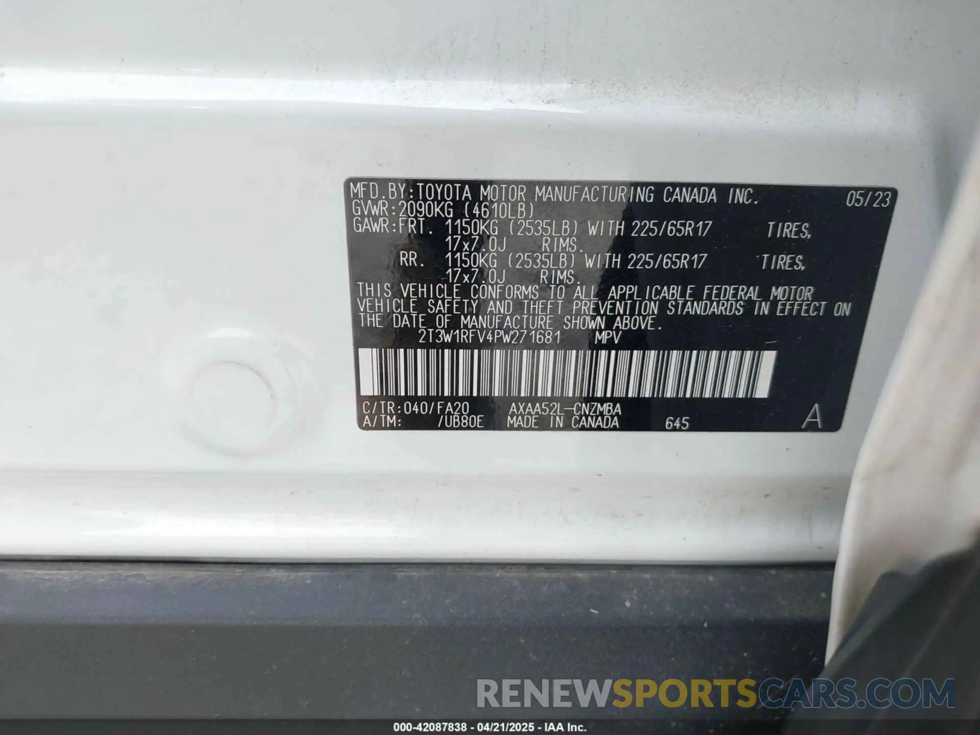 9 fotografías del automóvil dañado 2T3W1RFV4PW271681 TOYOTA RAV4 2023