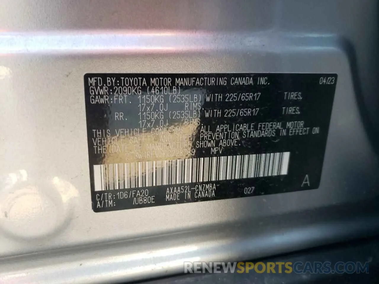 13 fotografías del automóvil dañado 2T3W1RFV5PC228789 TOYOTA RAV4 2023