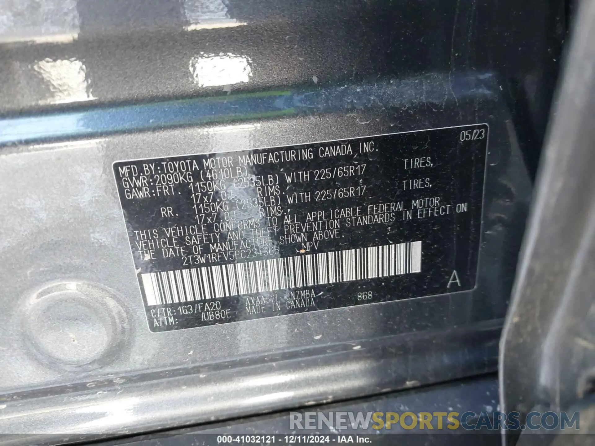 9 fotografías del automóvil dañado 2T3W1RFV5PC234365 TOYOTA RAV4 2023